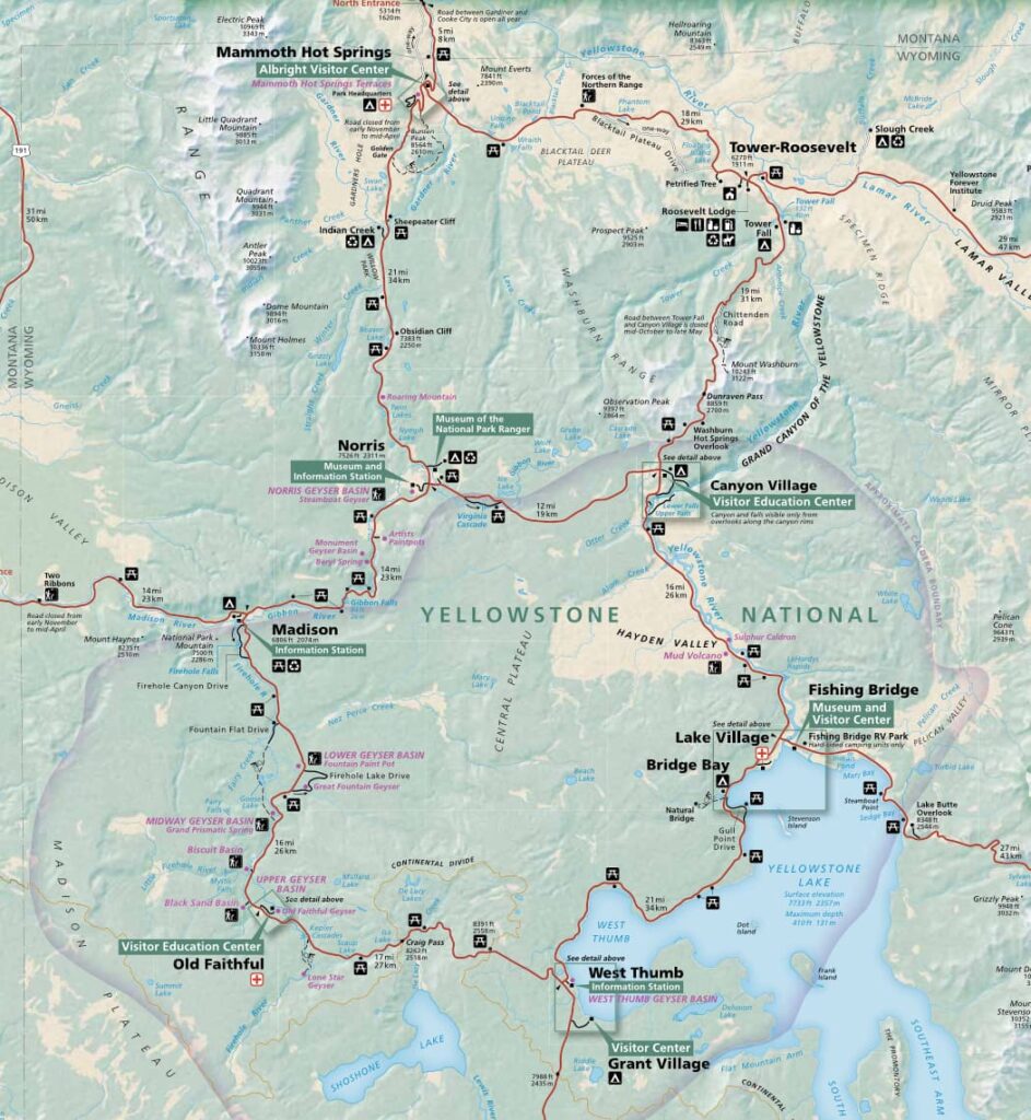 yellowstone national park 地図